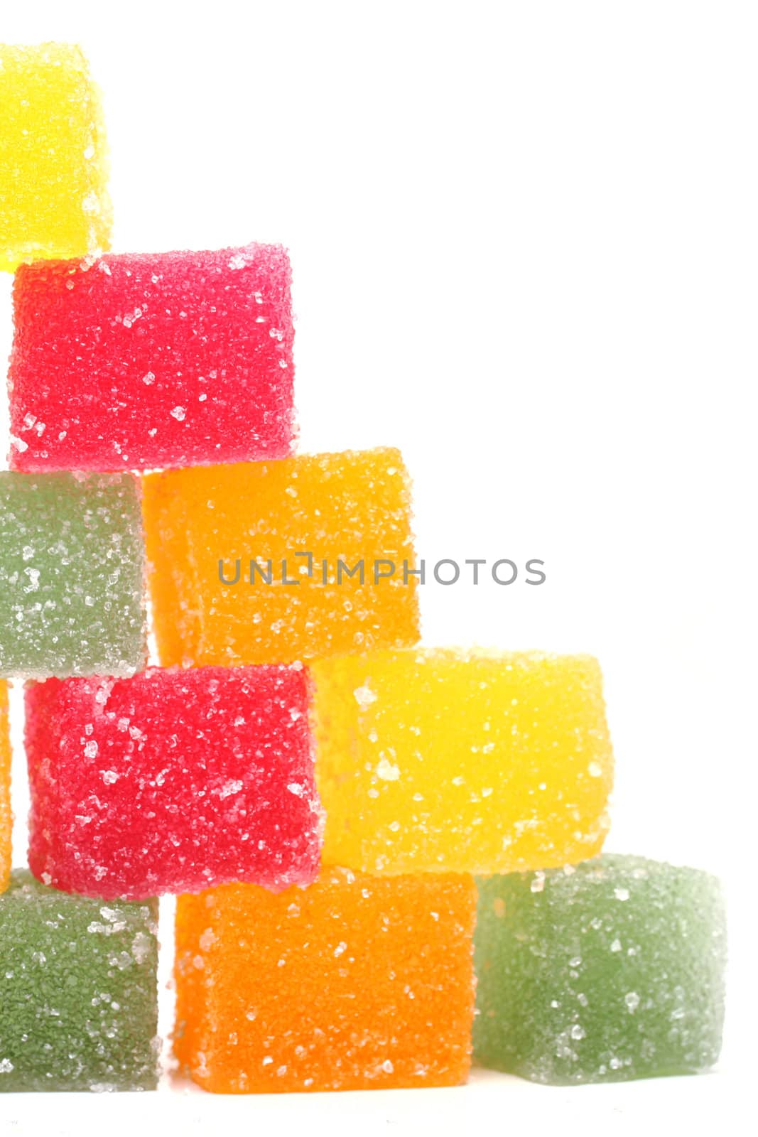 Delicious colored marmalade isolated on a white