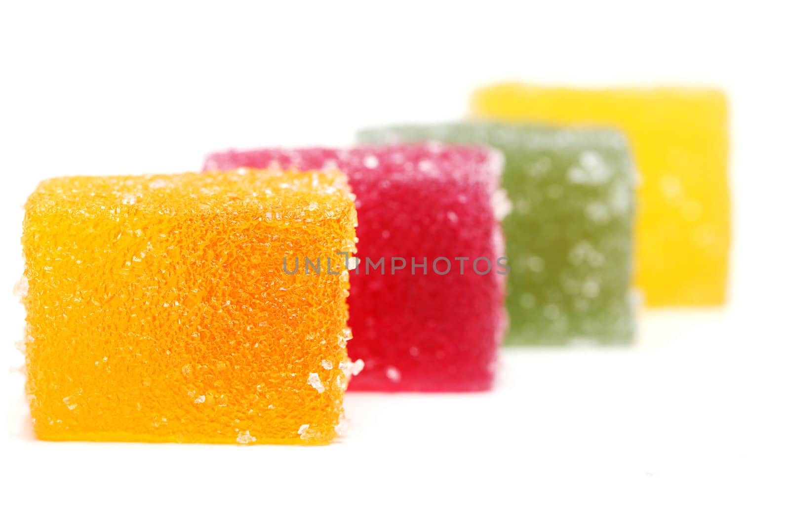 Delicious and colored marmalade isolated on a white