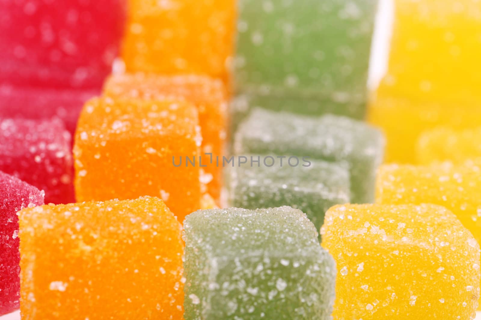 Delicious colored marmalade isolated on a white