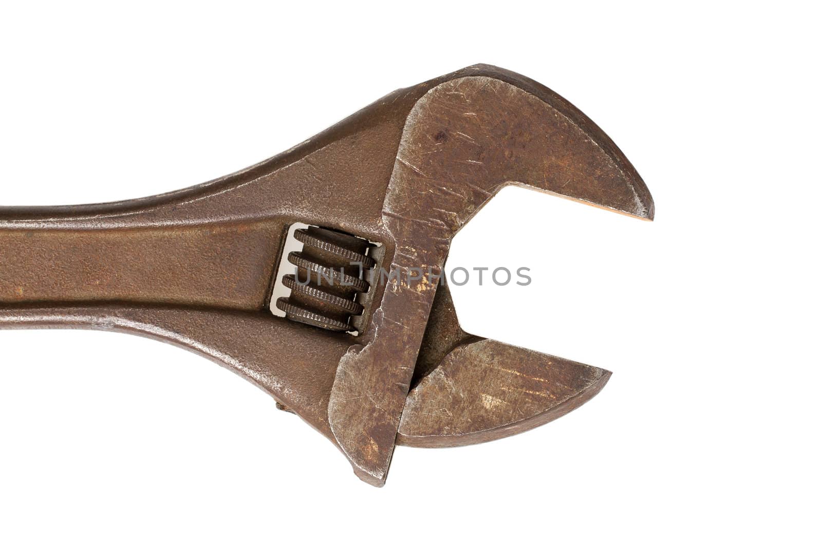 An old rusty vector wrench on a white background
