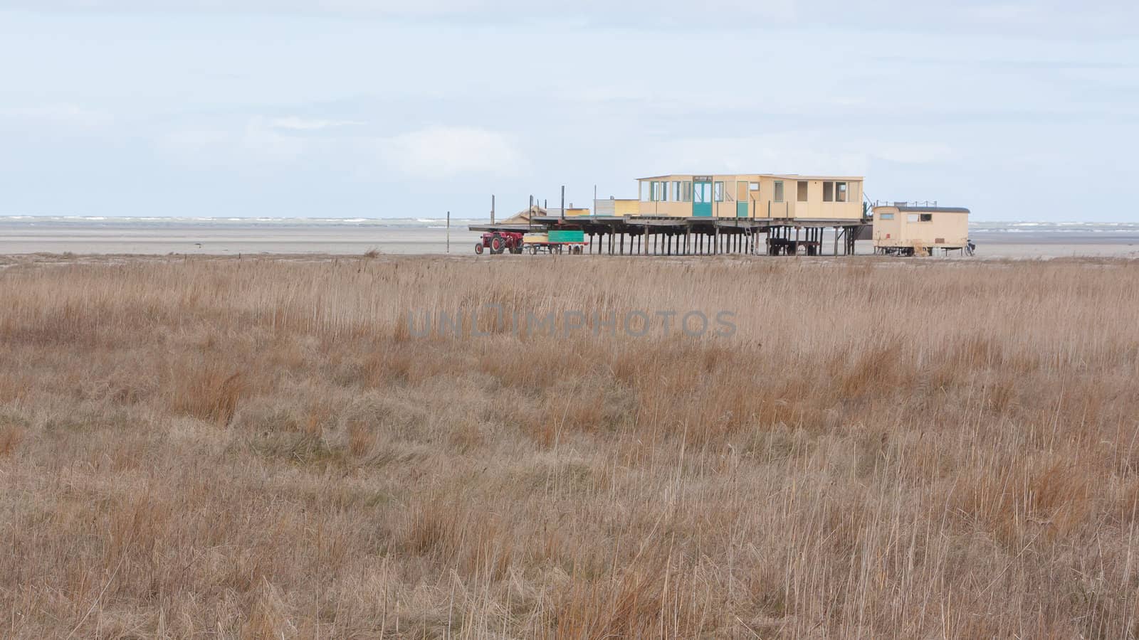 An old building on the dutch beach (Waddensea)