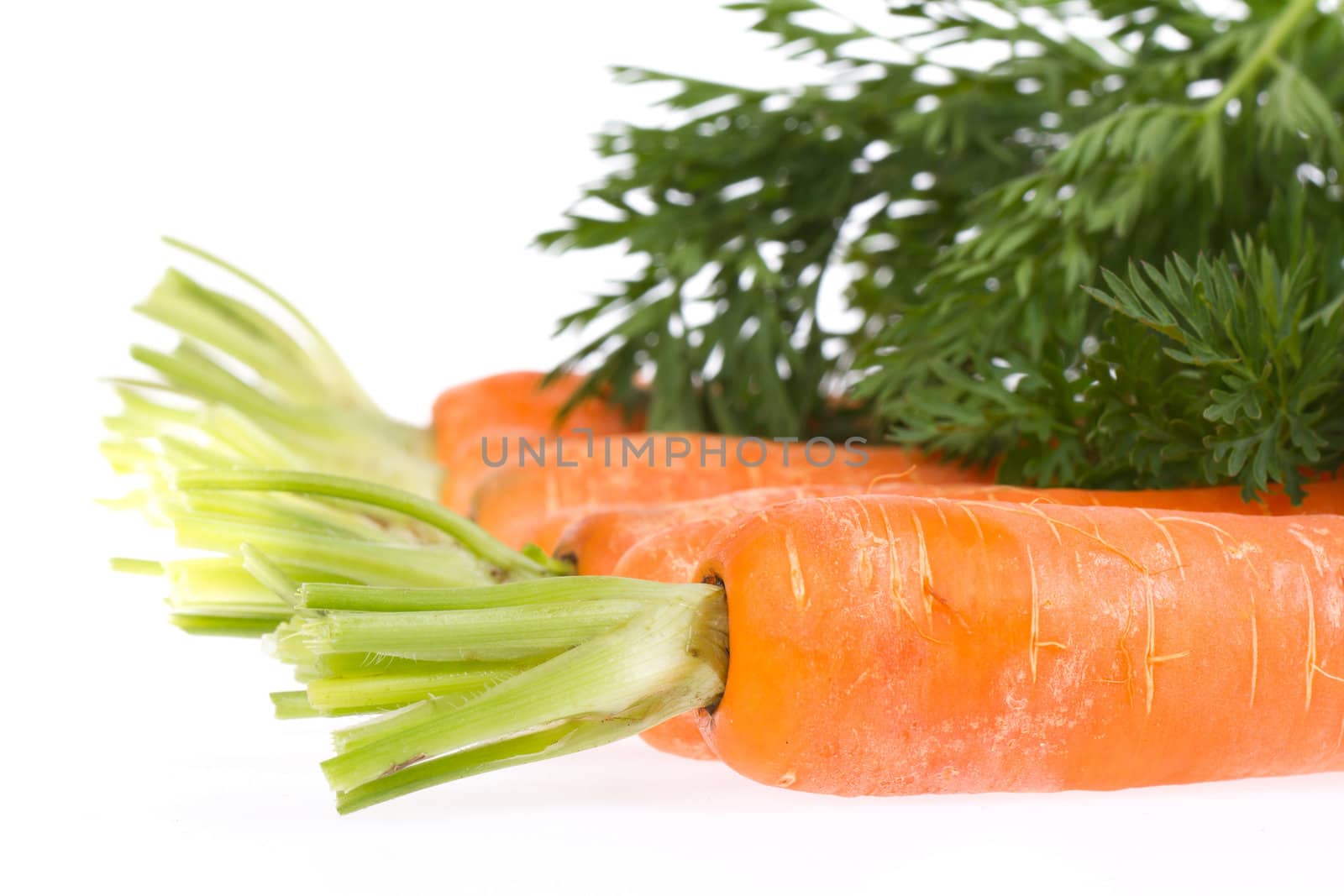 Heap of carrots isolated on a white background