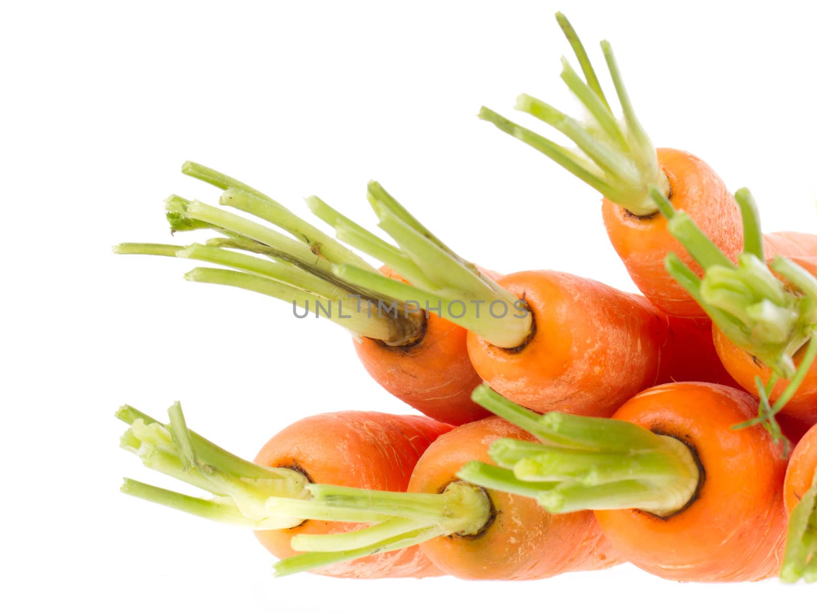 Heap of carrots isolated on a white background