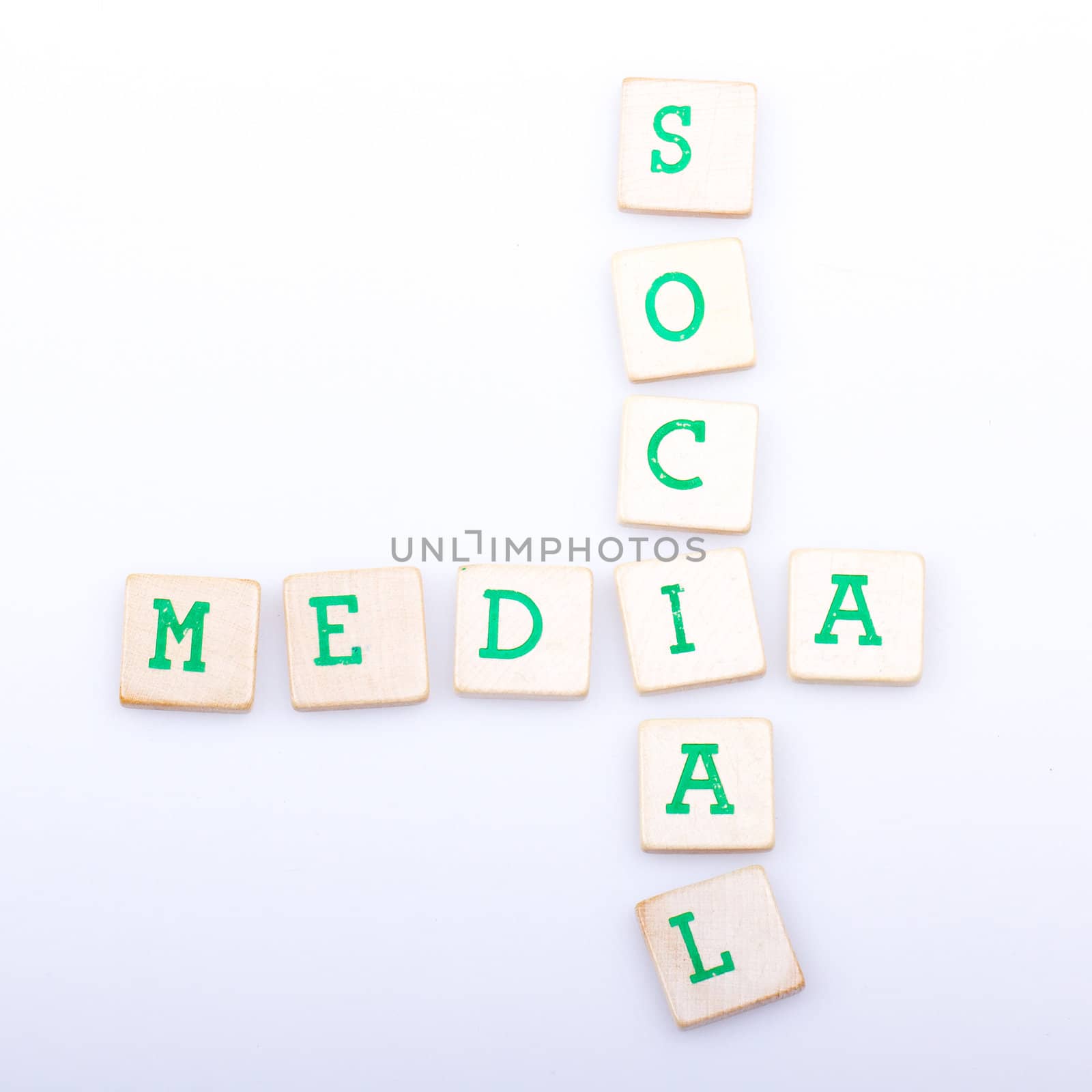 Social media spelled in a crossword on a white background