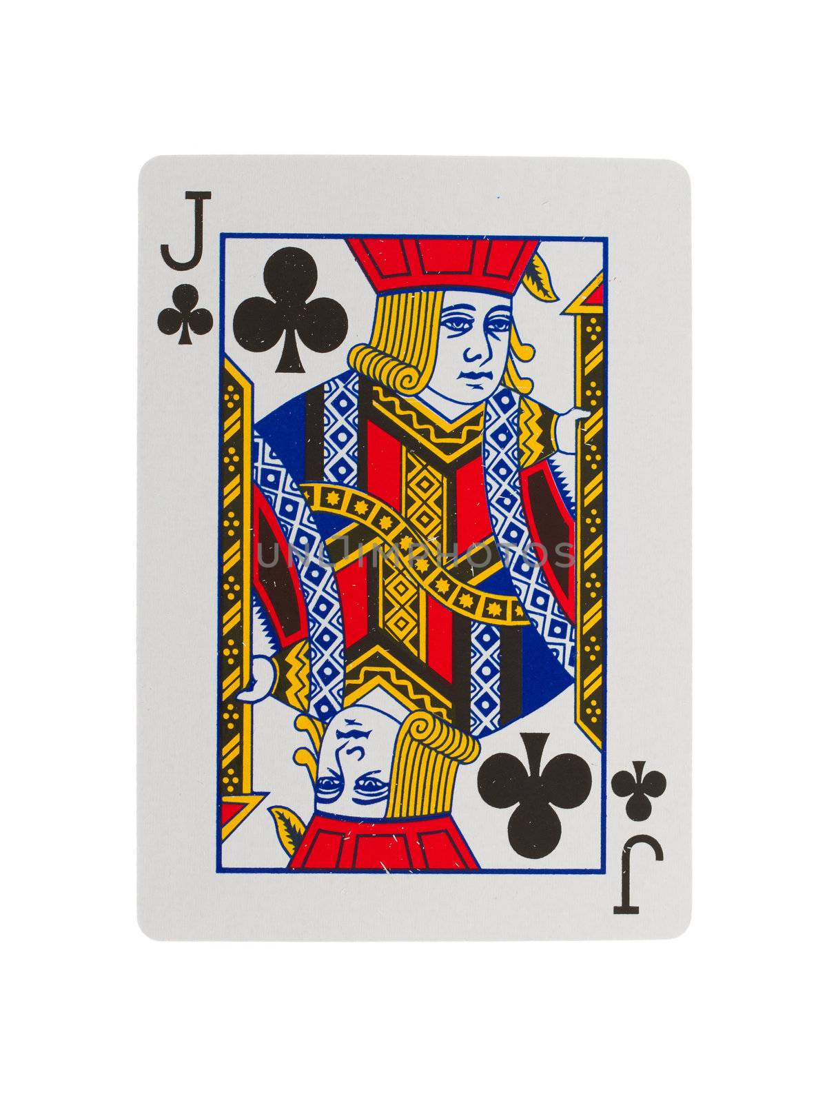 Old playing card (jack) isolated on a white background