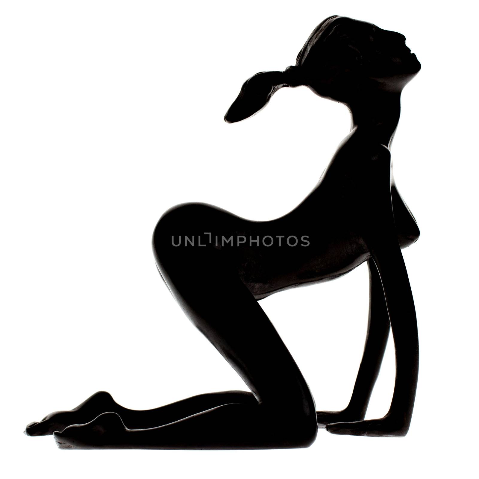 Sexy silhouette of a statue of a young black woman