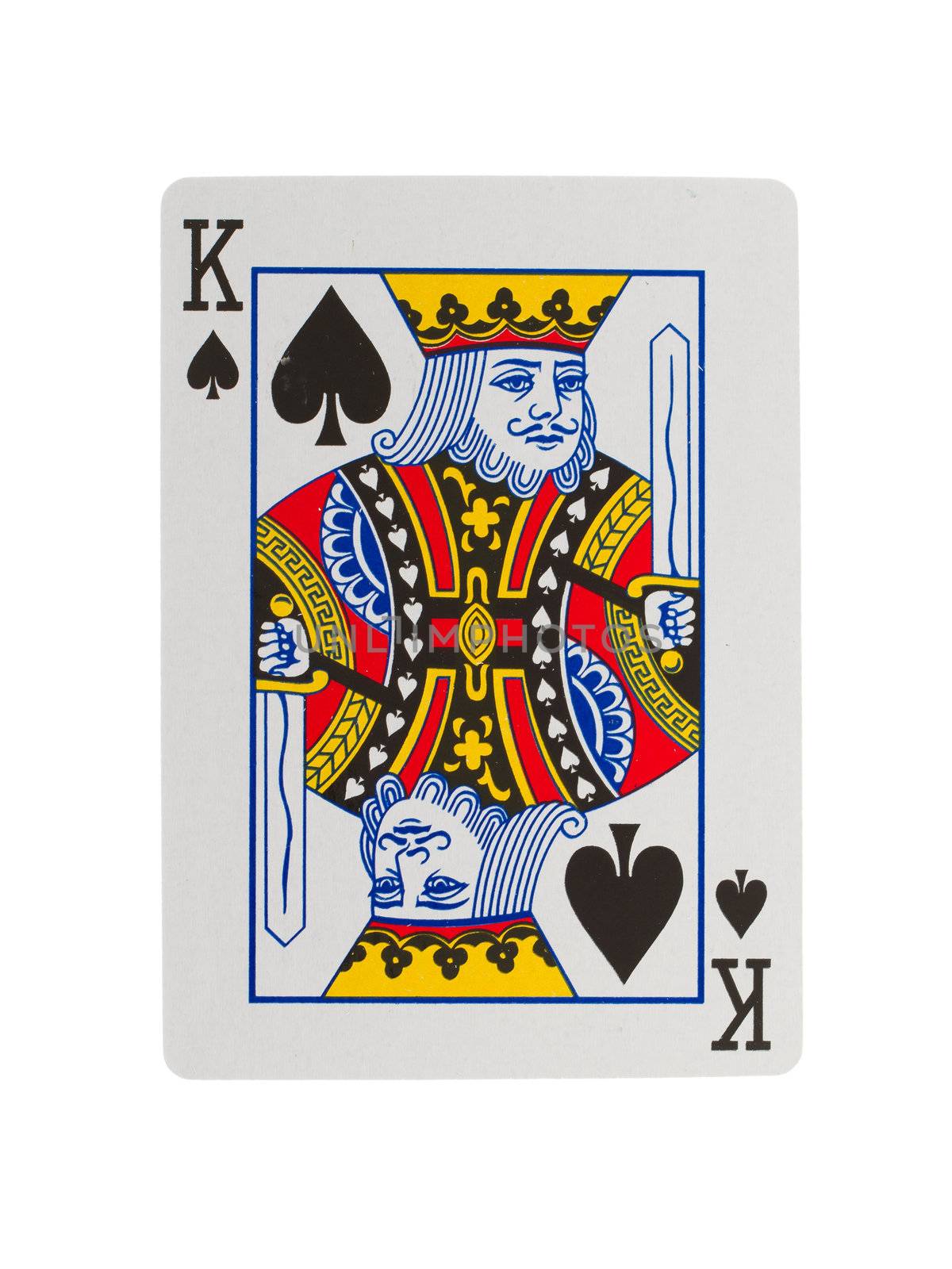 Old playing card (king) isolated on a white background