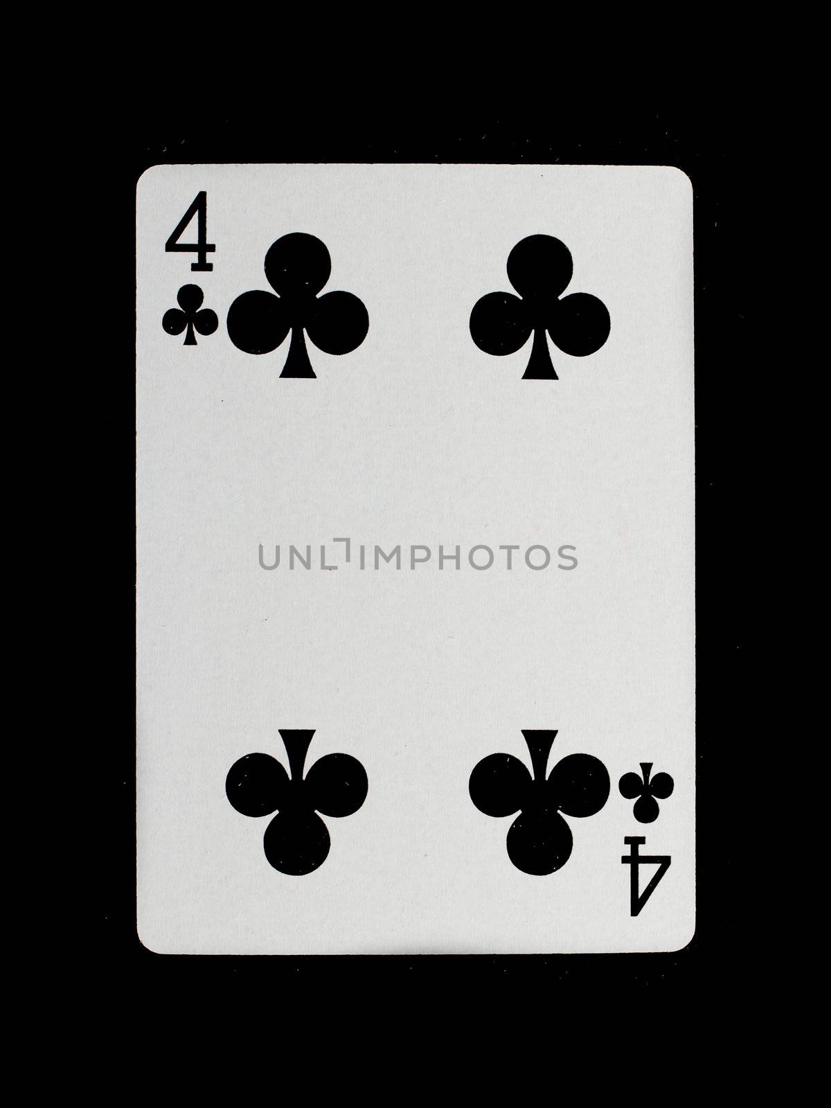 Playing card (four) isolated on a black background