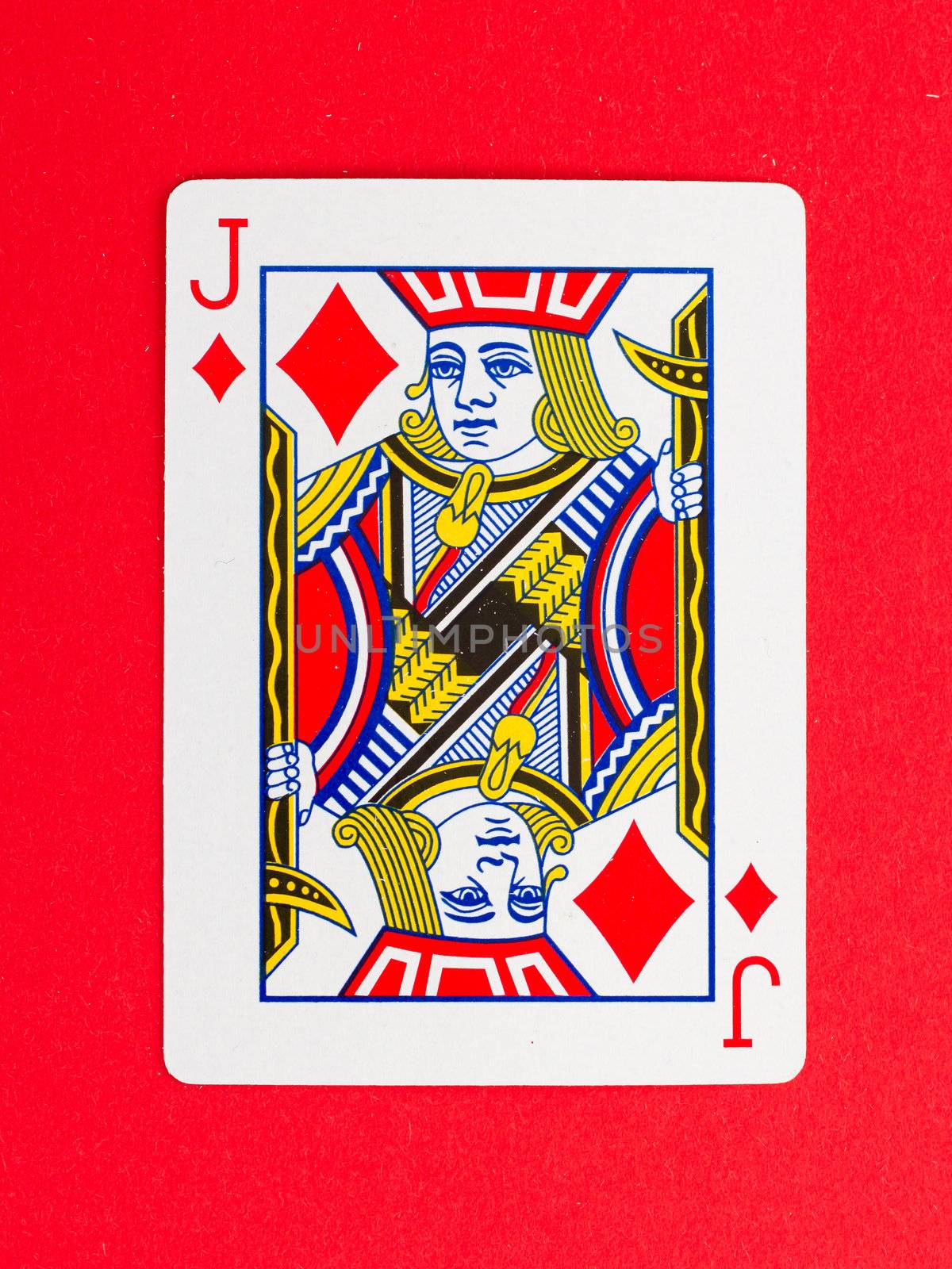 Playing card (jack) isolated on a red background