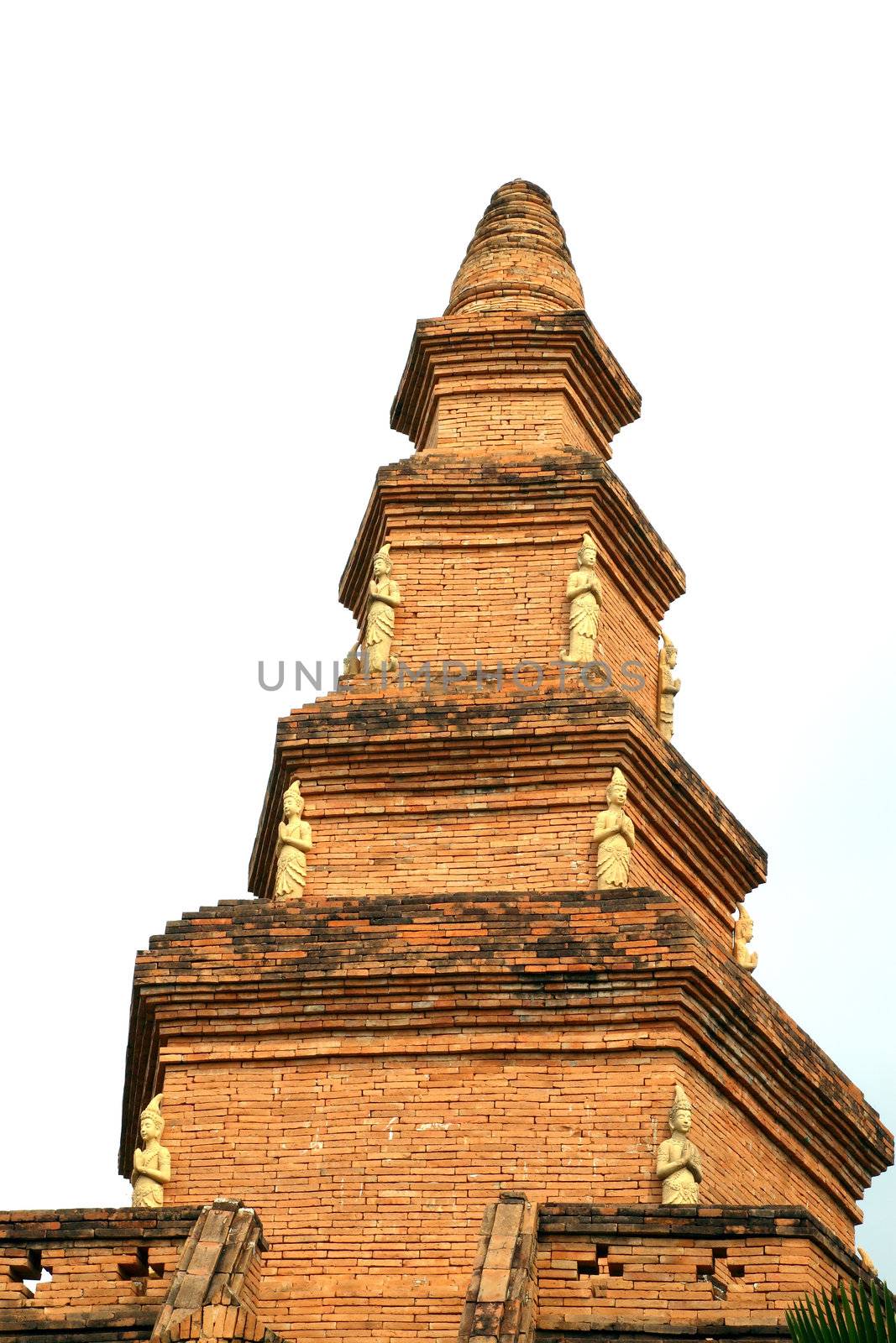 Buddha tower build from red brick