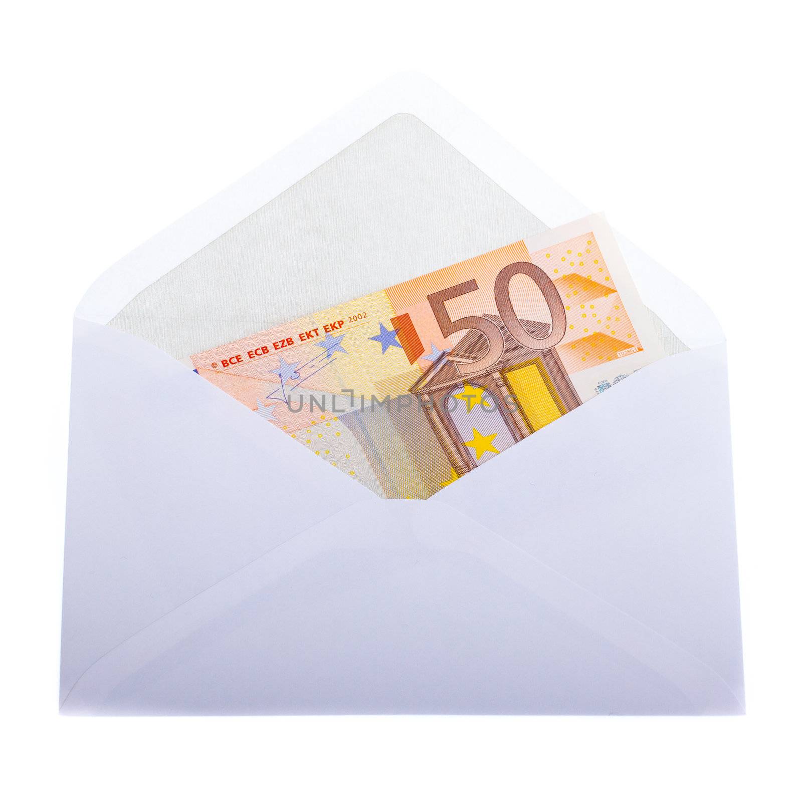 An 50 euro banknote in an envelope by michaklootwijk