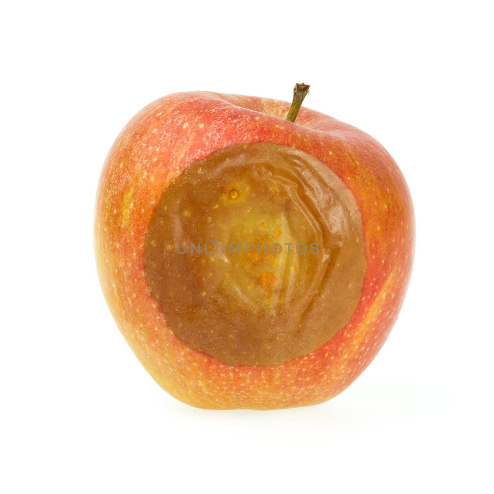 One bad red apple isolated on white background