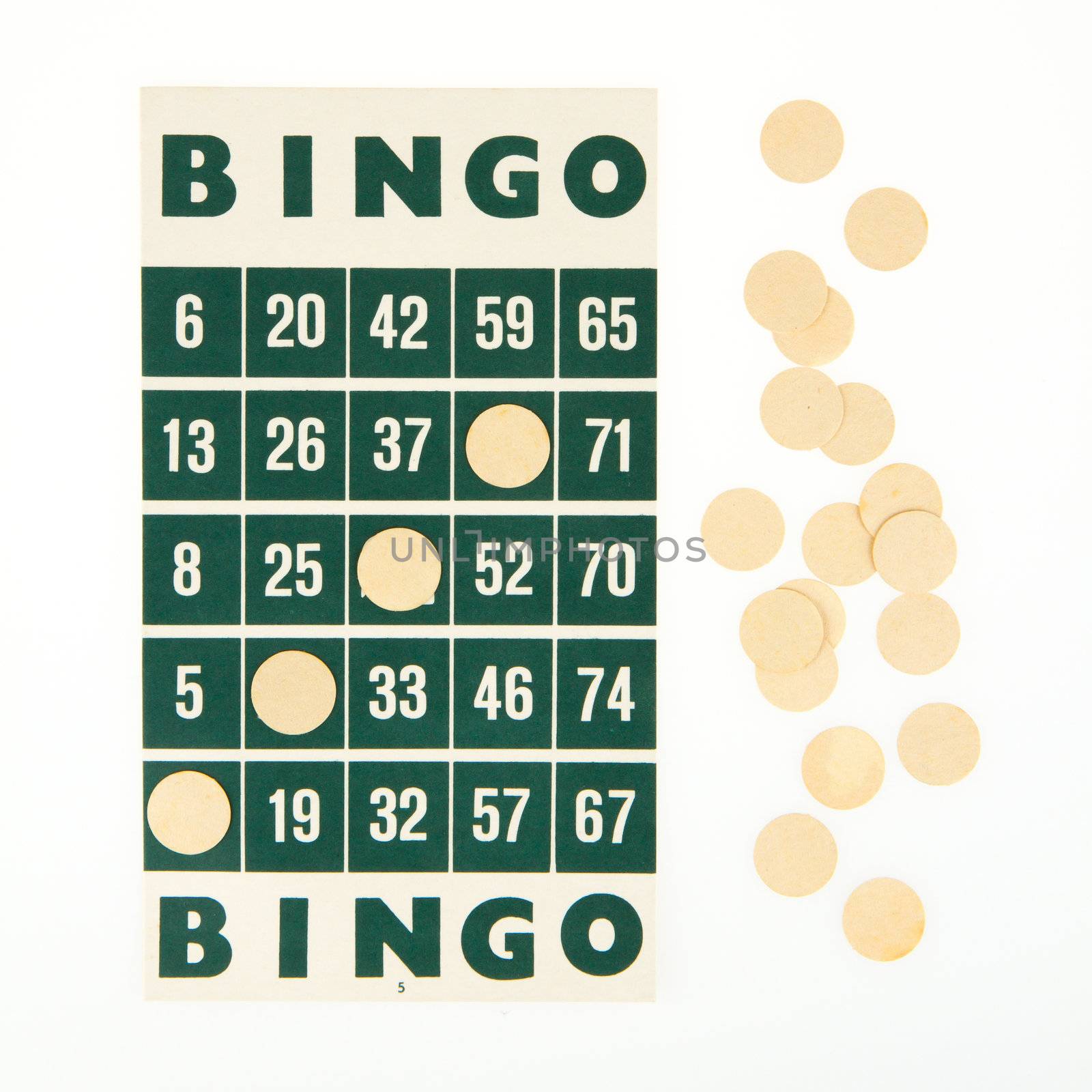 Green bingo card isolated by michaklootwijk