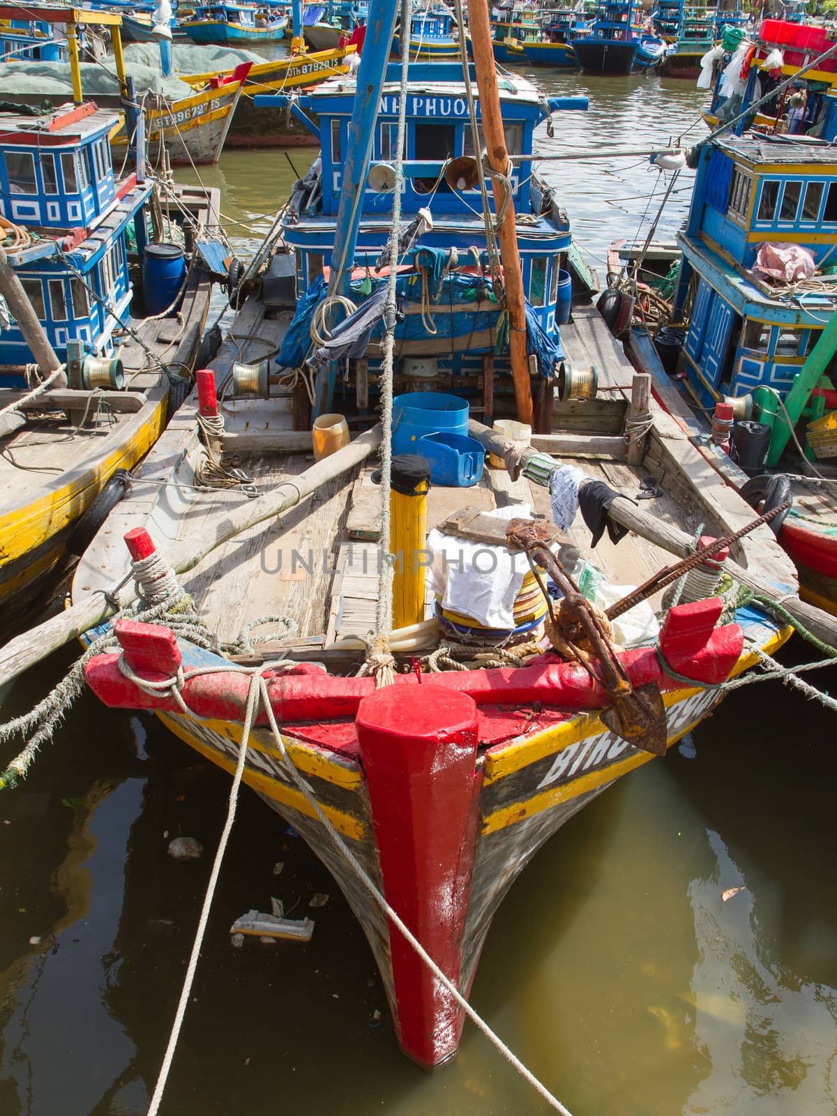 Fishing boats in a harbour in Vietnam