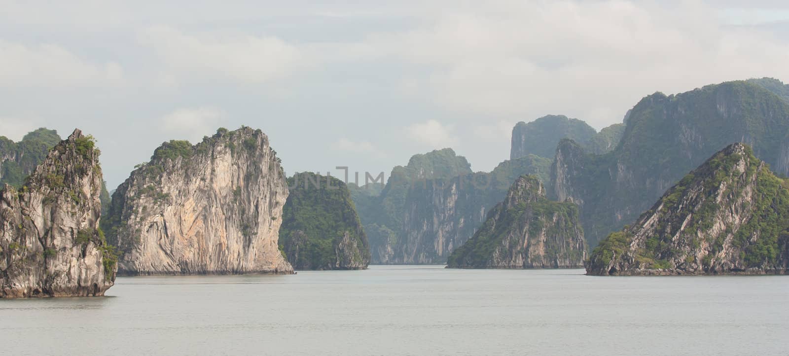 Limestone rocks in Halong Bay, Vietnam, one of the seven world wonders