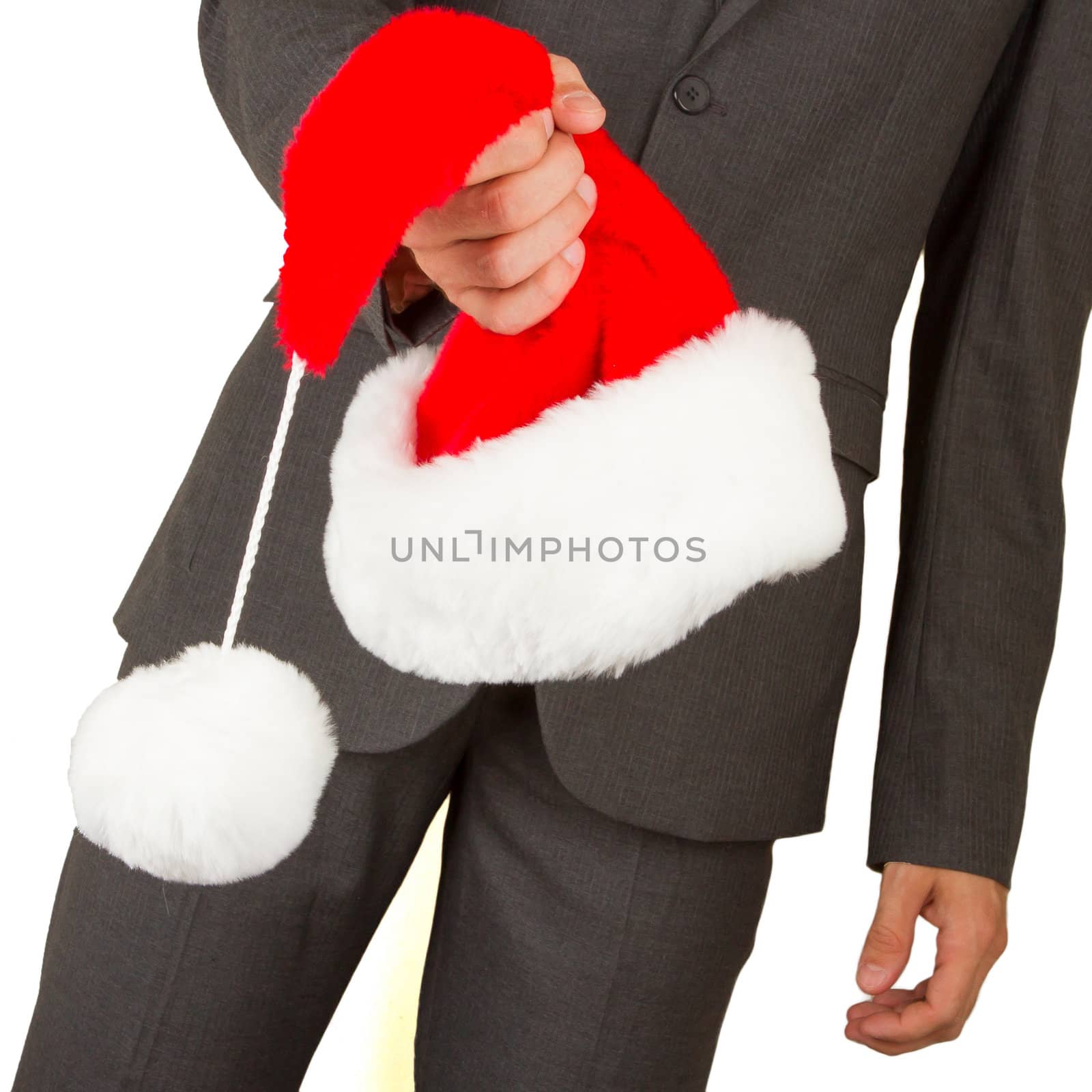 Business man with a santa hat isolated