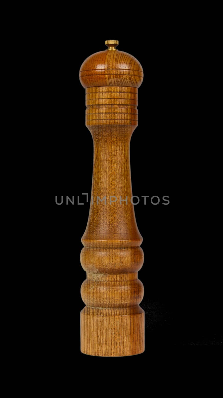 Wood pepper mill isolated on white background