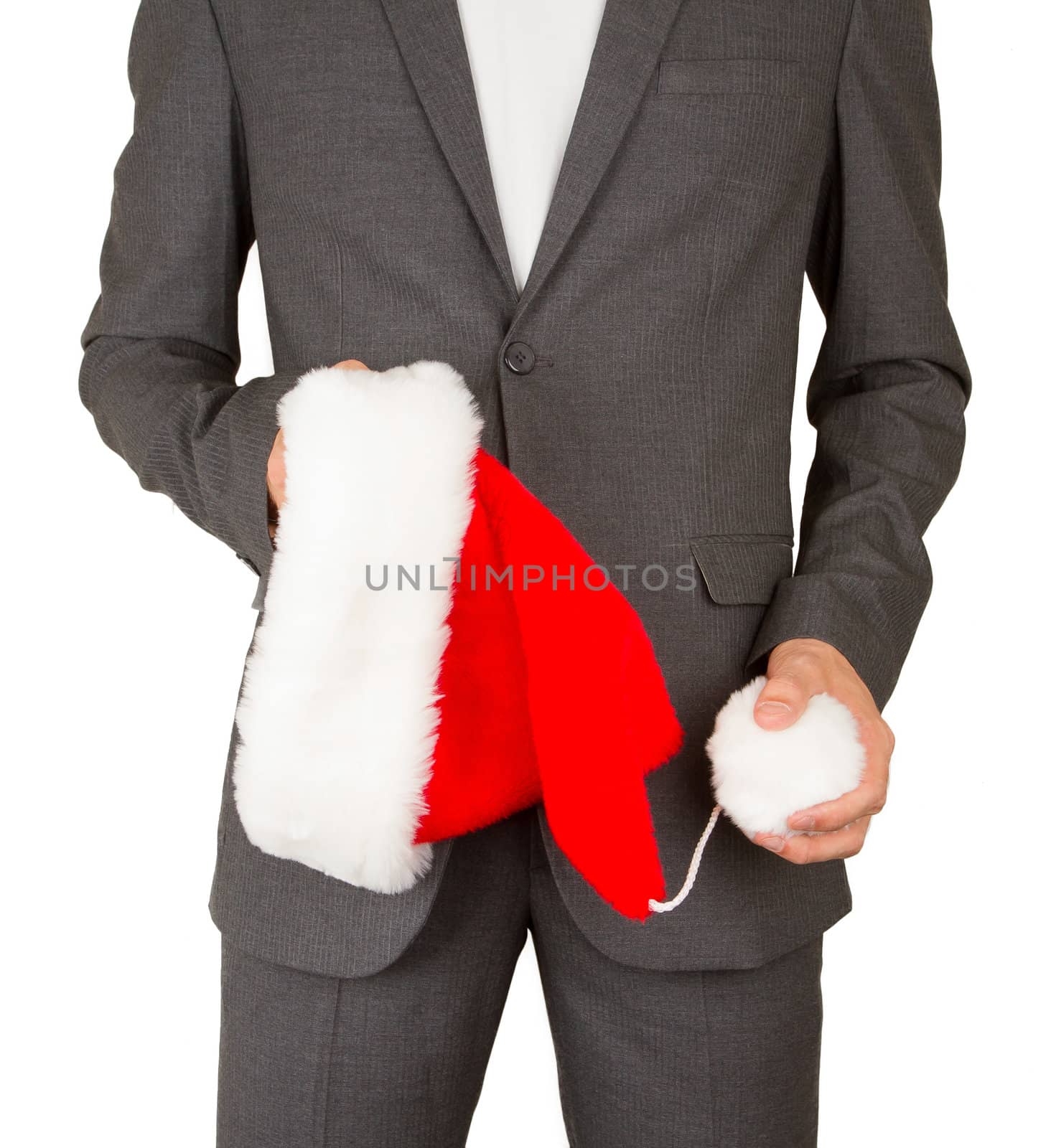 Business man with a santa hat isolated