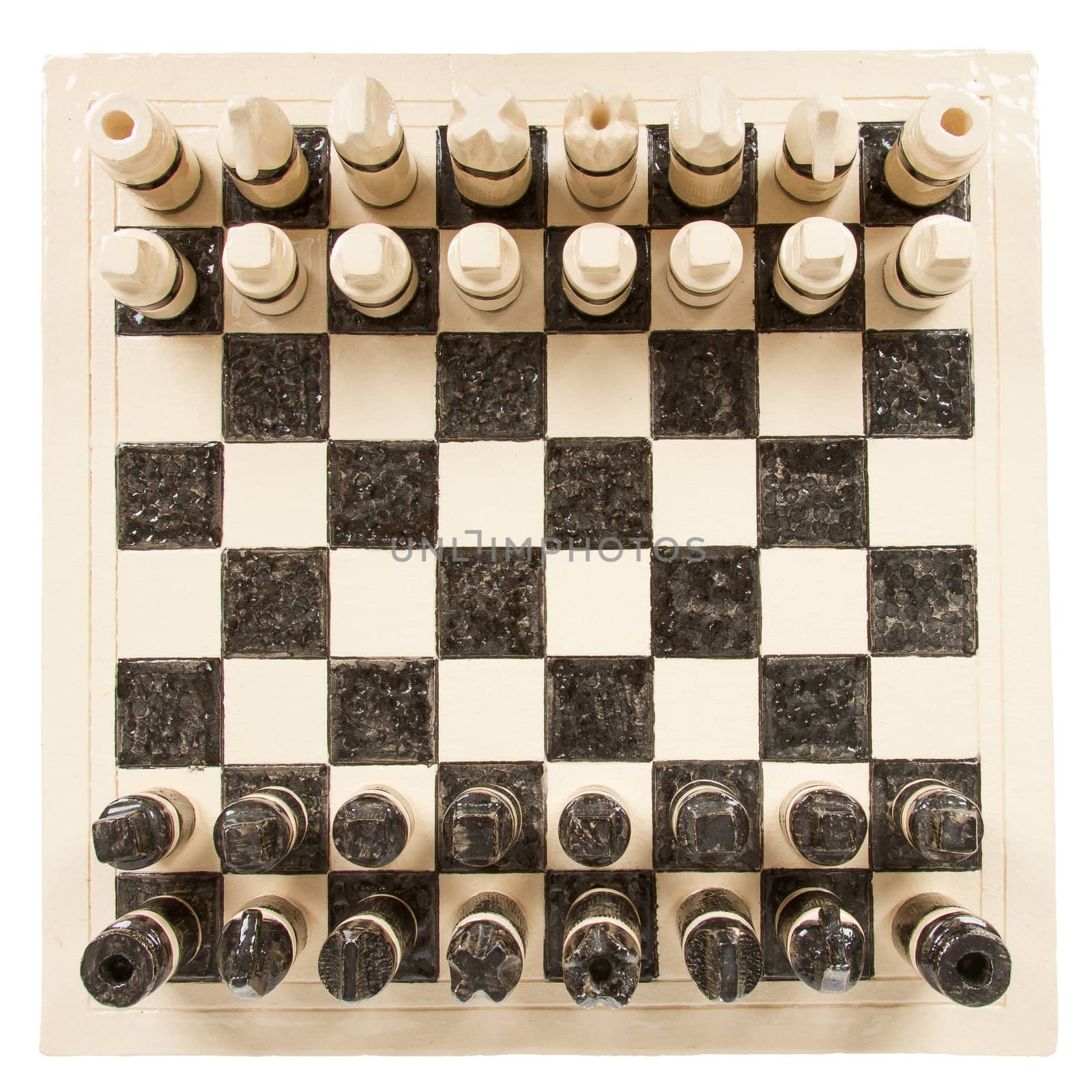 Unique handmade chess set (pottery), isolated by michaklootwijk