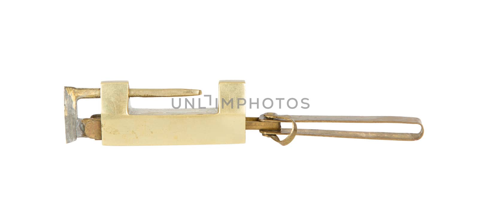 Rusted open padlock, isolated by michaklootwijk