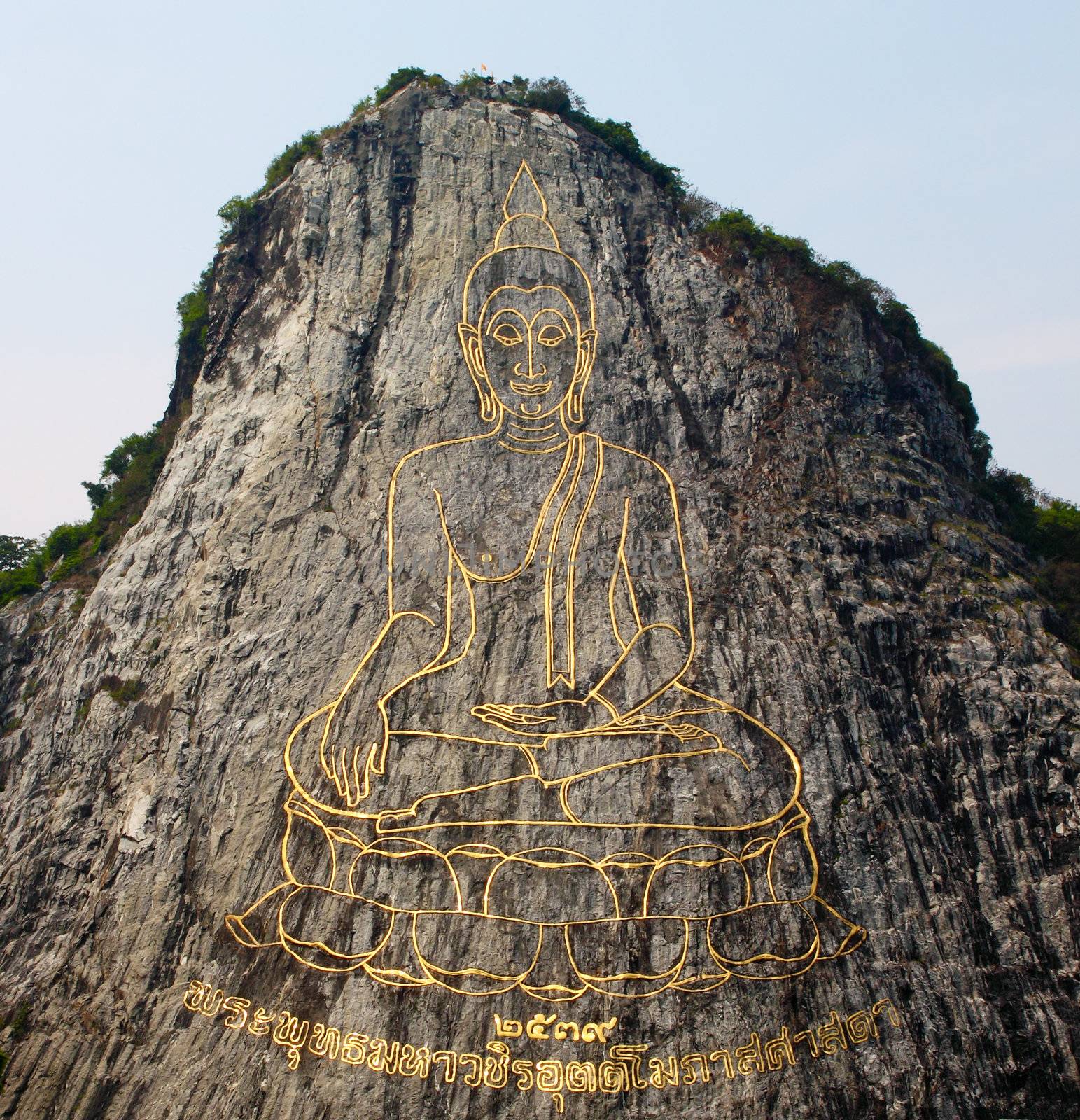 130 mtr high golden Buddha laser carved and inlayed with gold on by geargodz