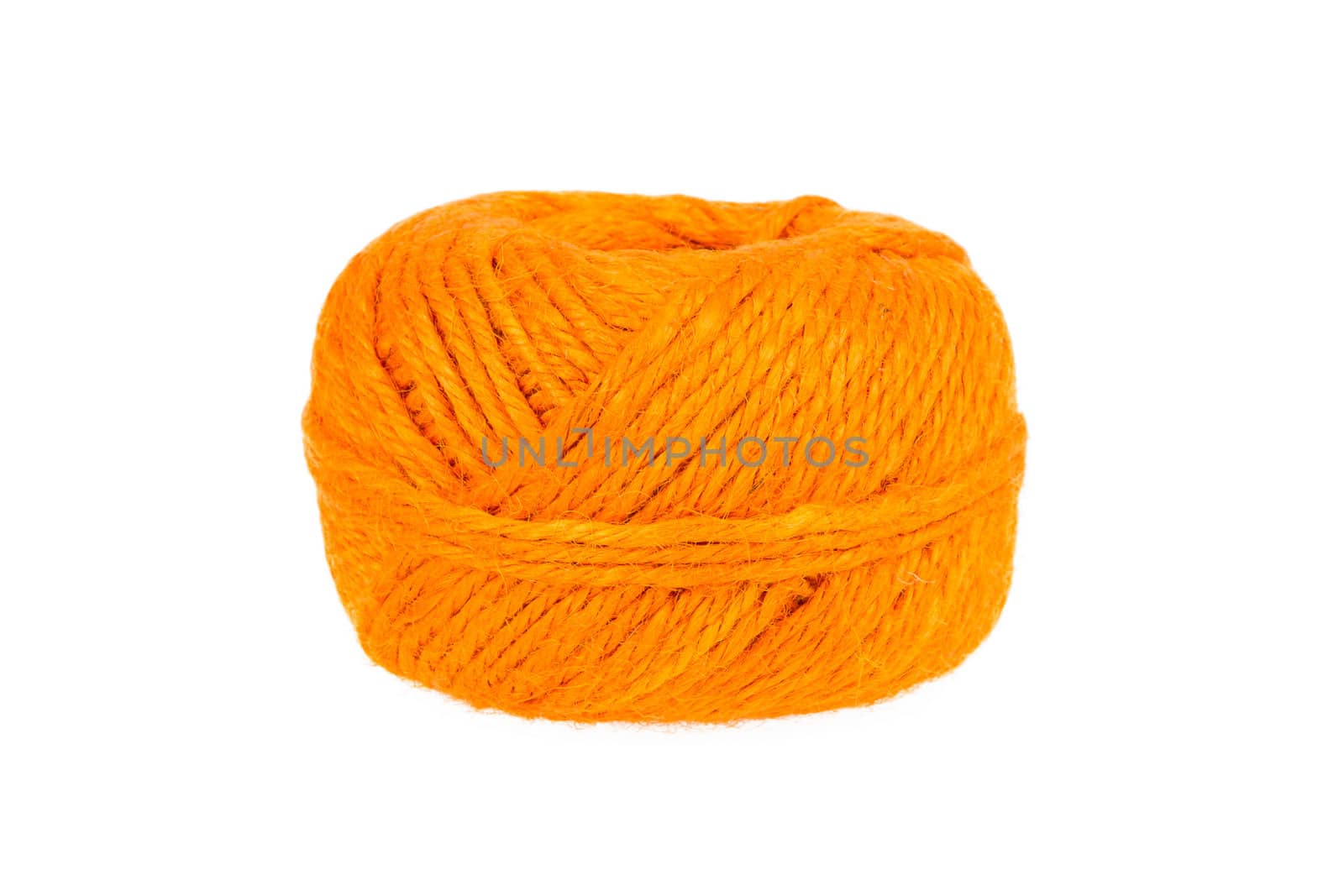 Orange knitting yarn isolated on a white background
