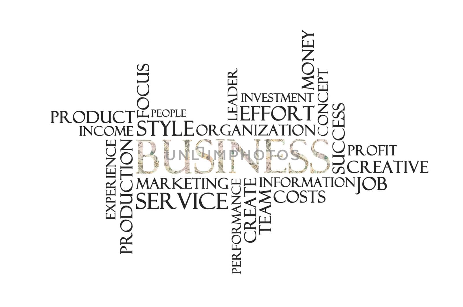 Business (money background) on a white background