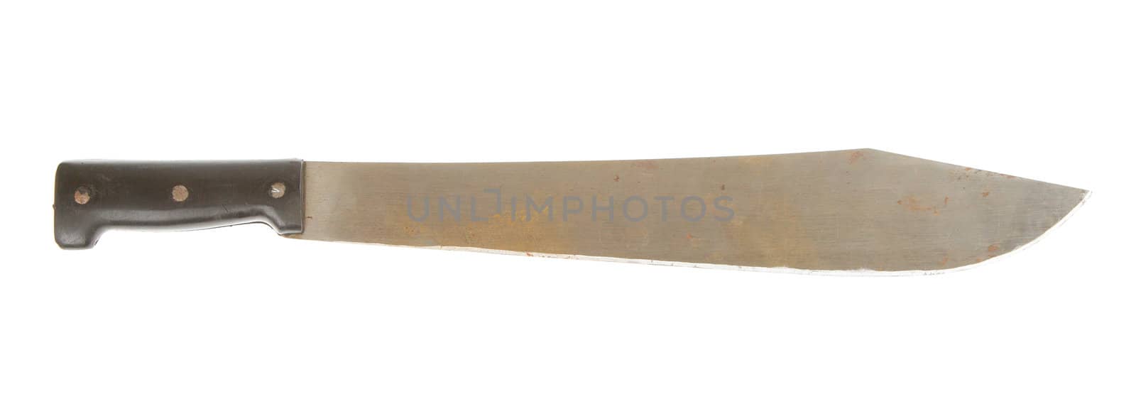 Rusted machete isolated on a white background