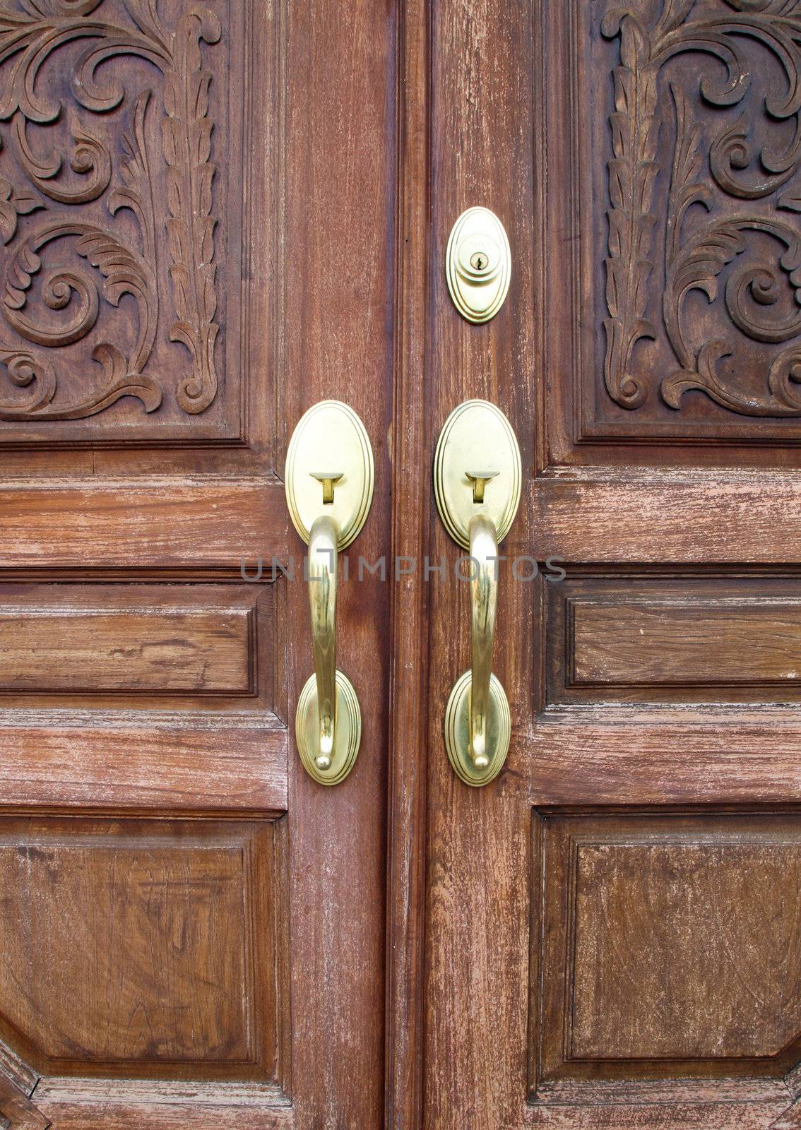 Door handles with an old double door