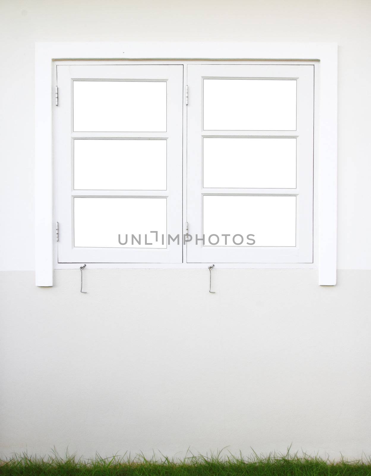 window on white wall background