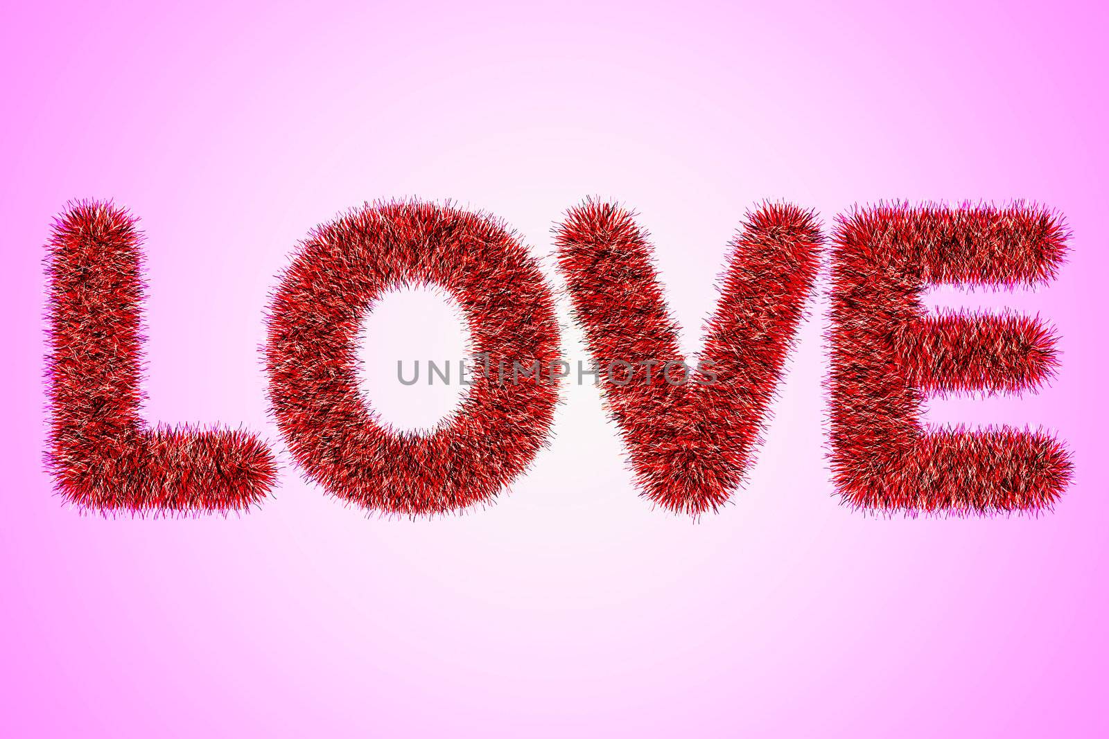 text love with tinsel pattern