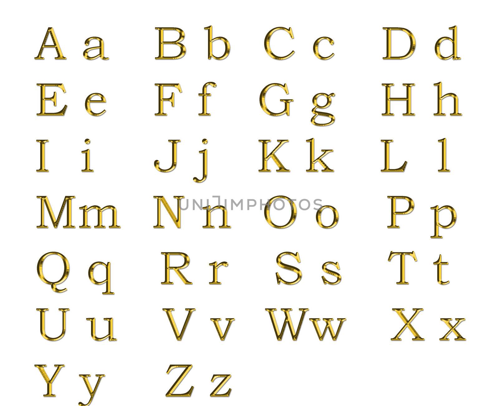Golden alphabet by Dddaca