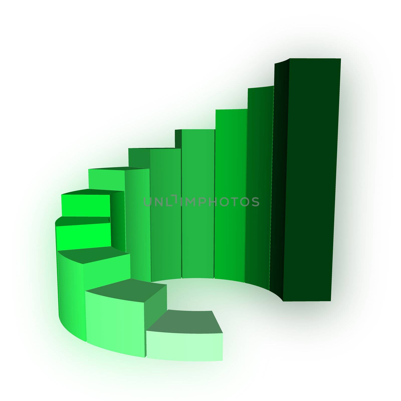 3D Growth bar graph on white by geargodz