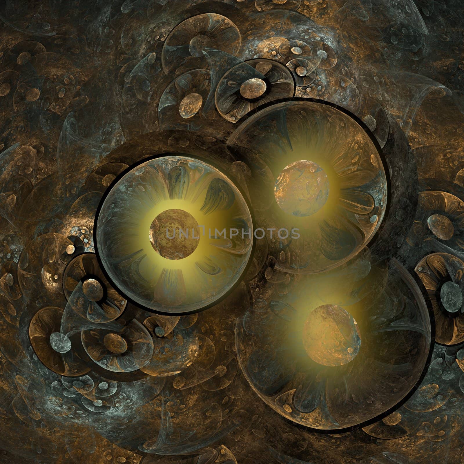 Collection of abstract discs and spheres as  background