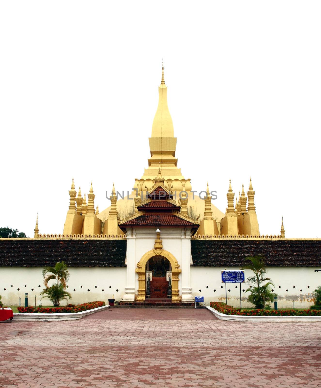 Golden pagada in Pha-That Luang temple, Vientiane, Travel in Laos.