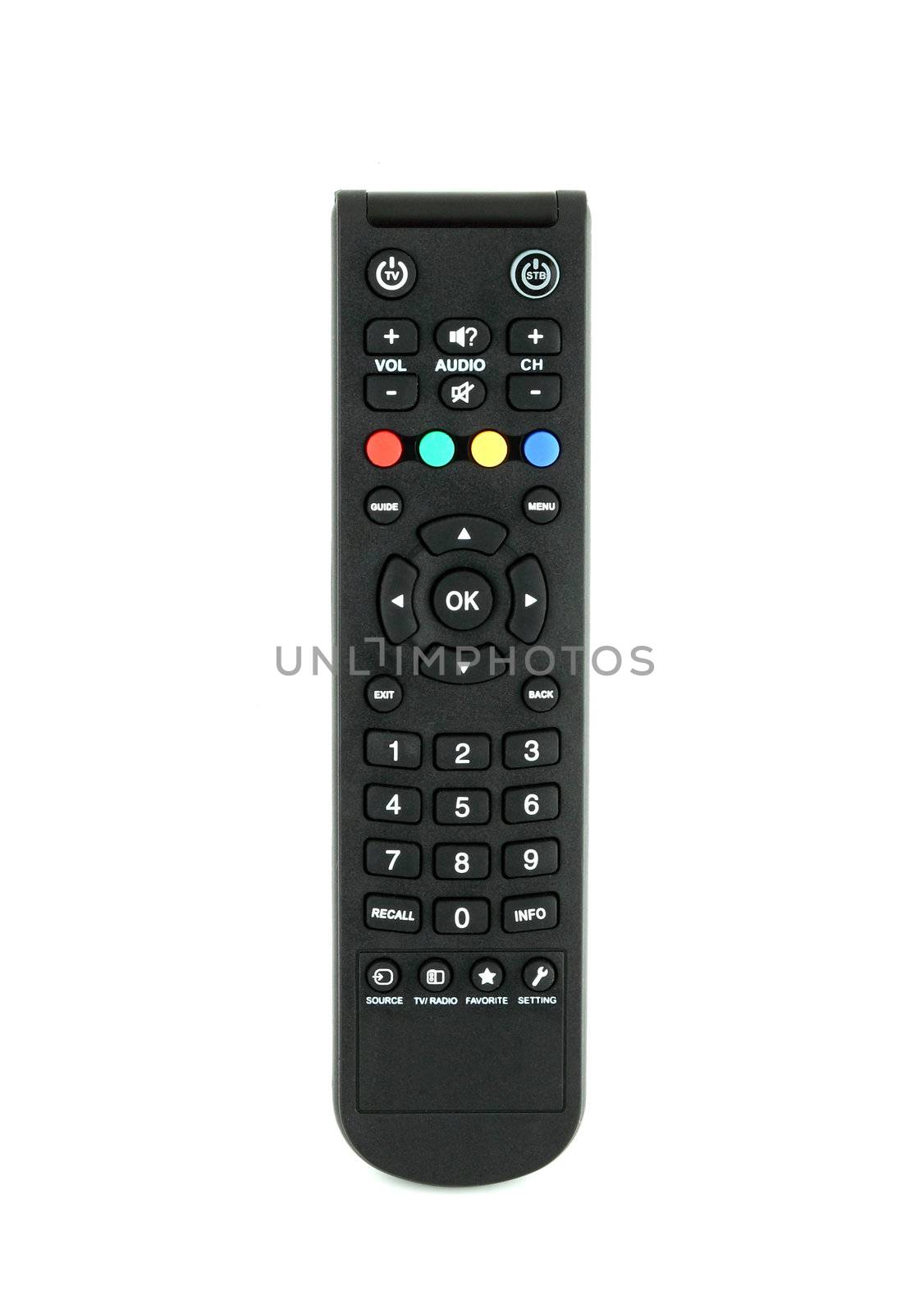 TV remote control isolated on white by geargodz