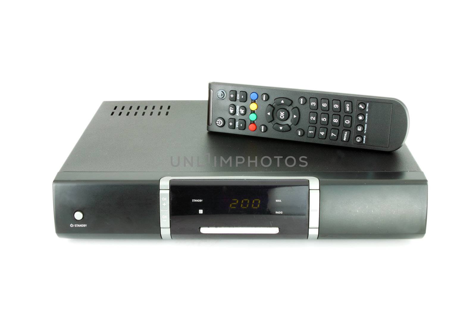 remote and receiver for satellite TV on white