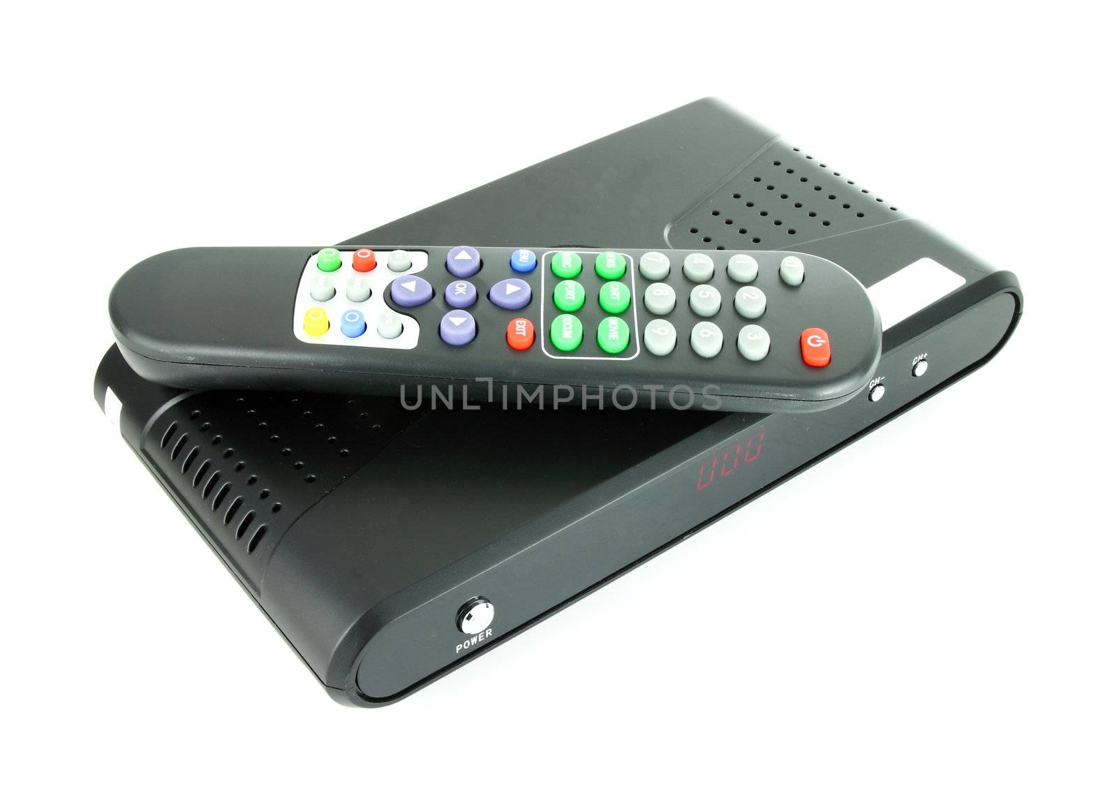 remote and receiver for satellite TV on white