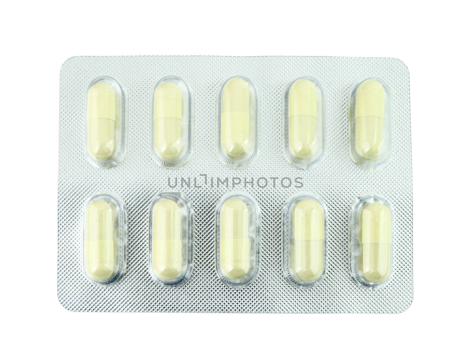 pills pack on white background