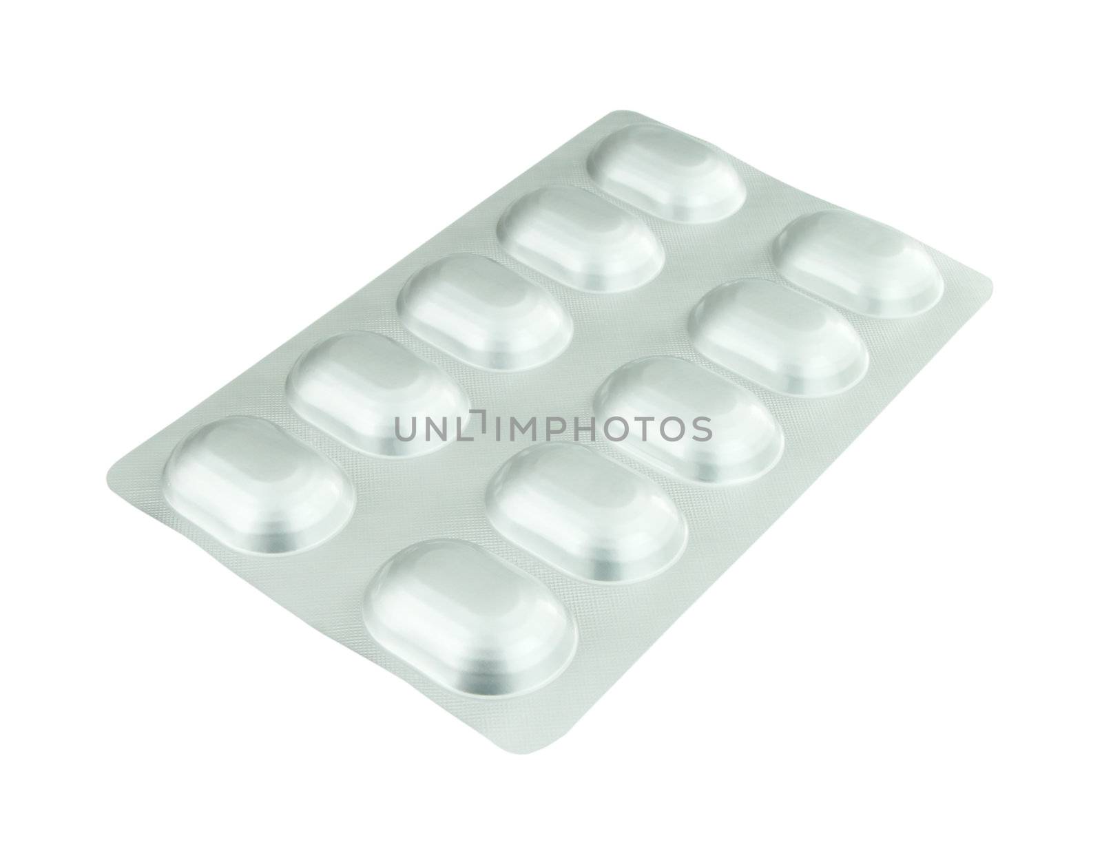 Pills in a blister pack on a white  by geargodz