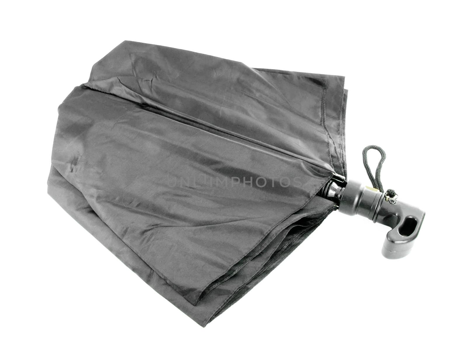 the black closed umbrella on white by geargodz