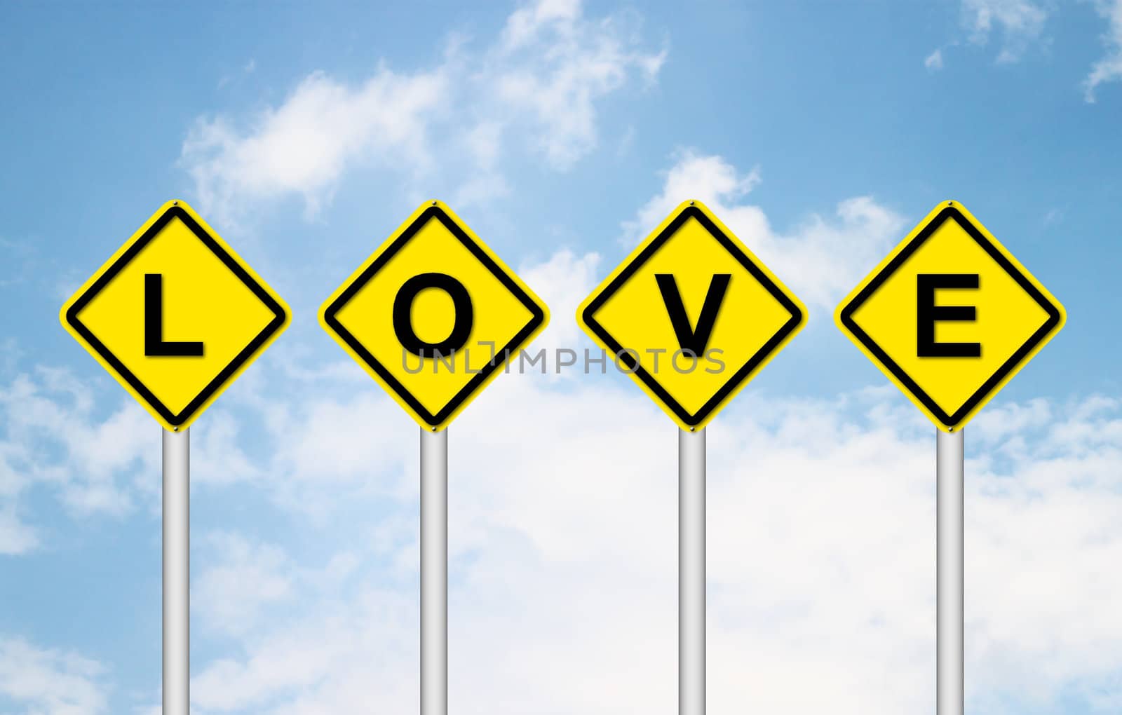 love sign with blue sky background