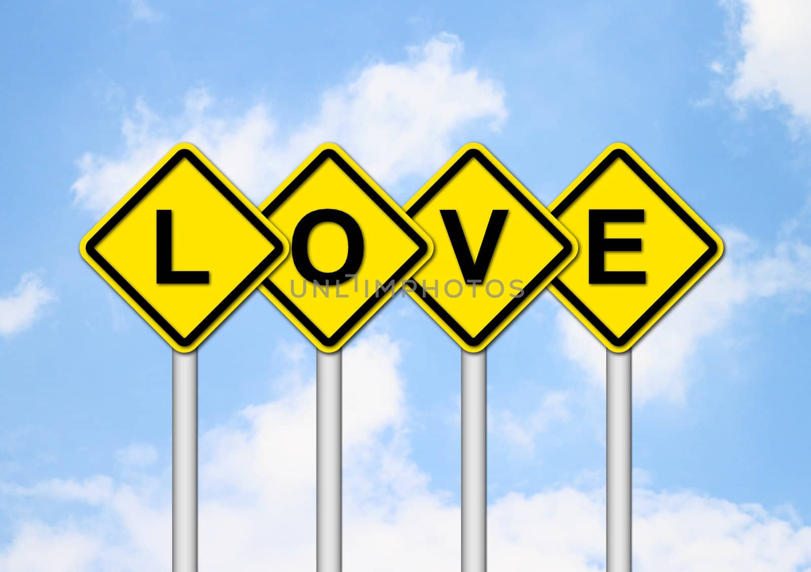 love sign with blue sky background