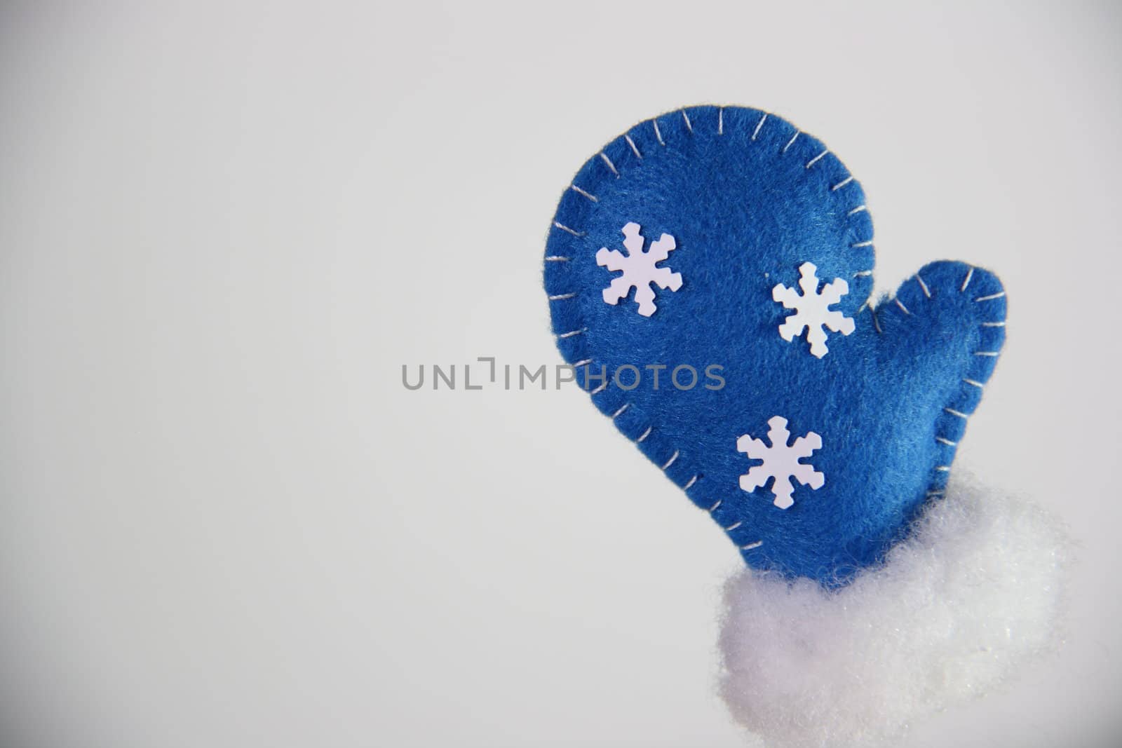 blue glove in christmas on white background 