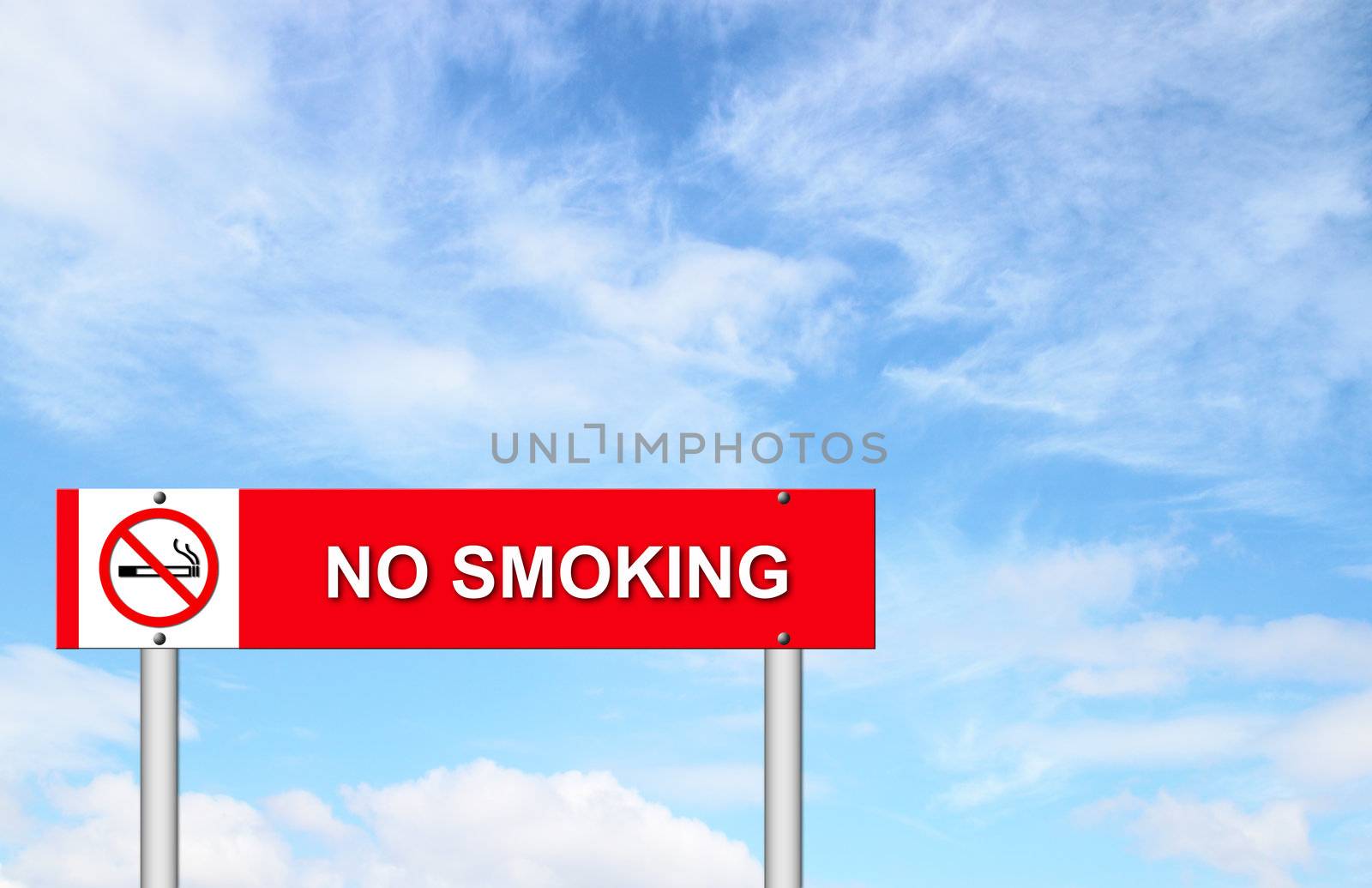 no smoking sign with blue sky blank for text