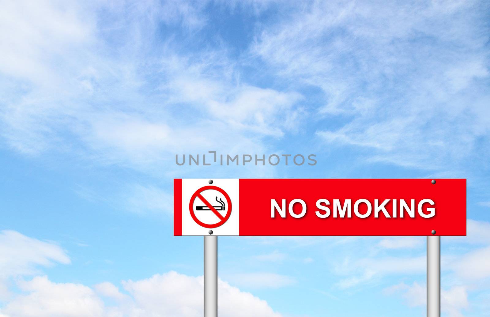 no smoking sign with blue sky blank for text