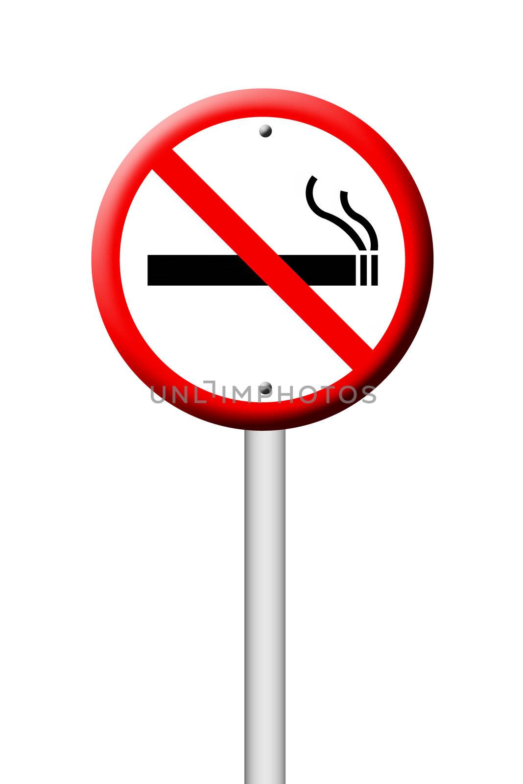 3D no smoking sign on white background