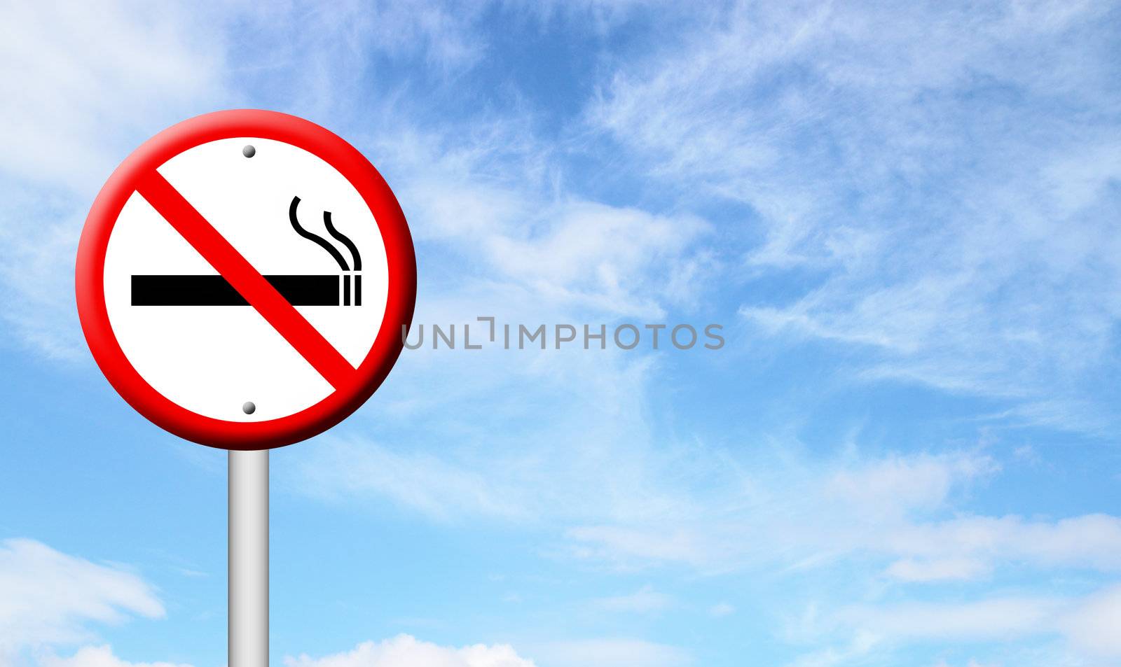 3D no smoking sign with blue sky by geargodz