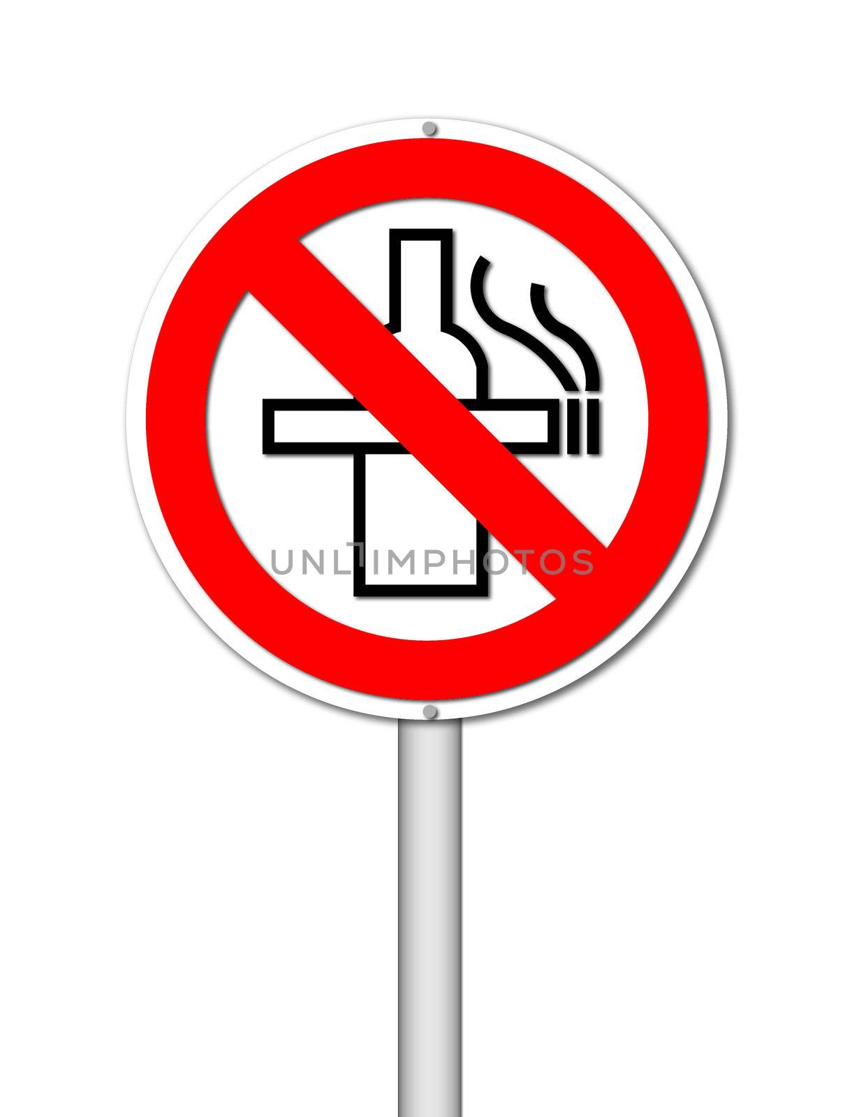 no smoking and no alcohol sign on white background by geargodz