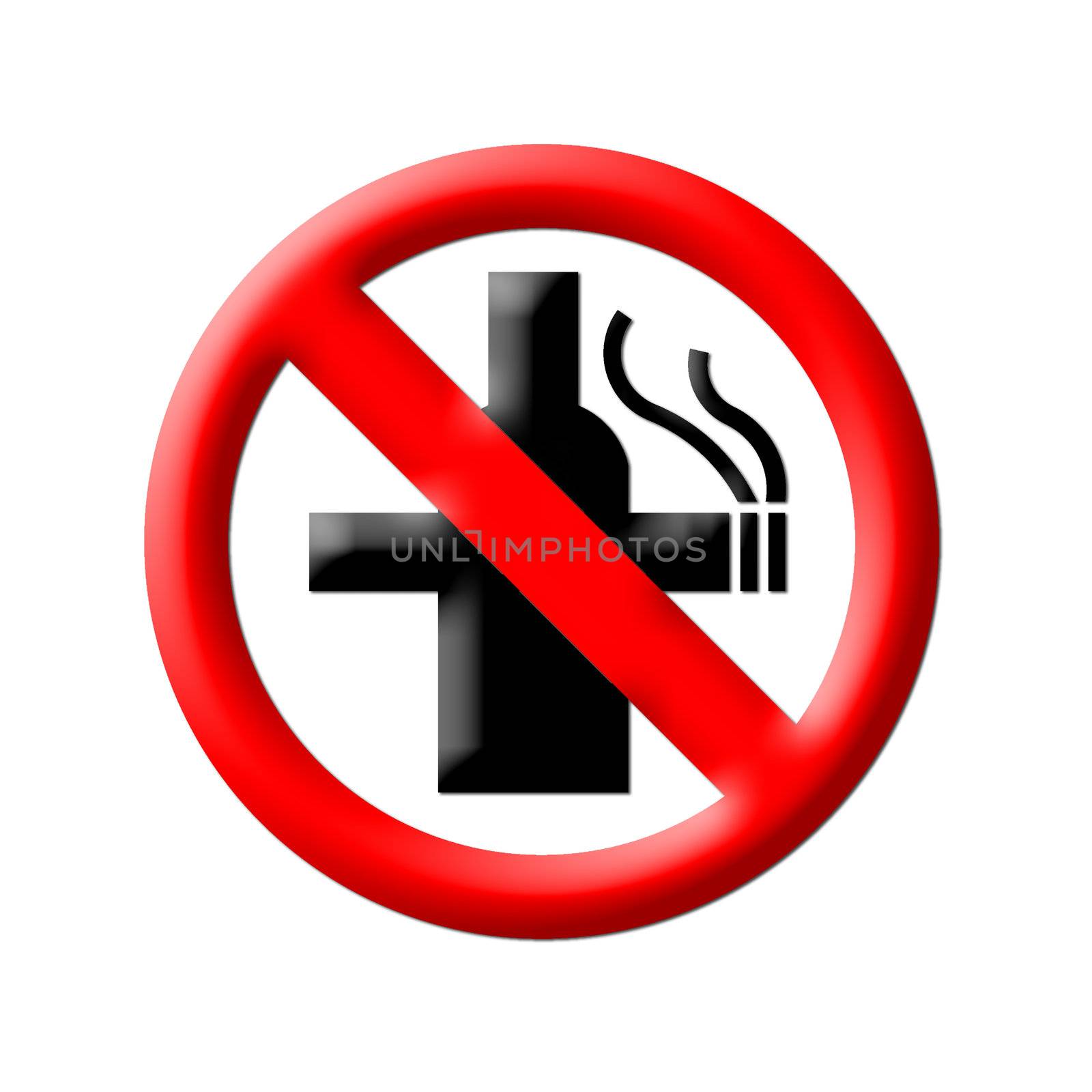 no smoking and no alcohol sign on white  by geargodz